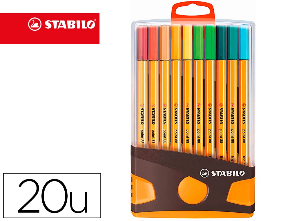 Stylo-feutre stabilo point 88 color parade pointe fine 0,4mm coloris assortis pack de 20