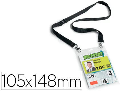 Porte-badge durable A6 lacet duo kit évènementiel pvc transparent lacet noir