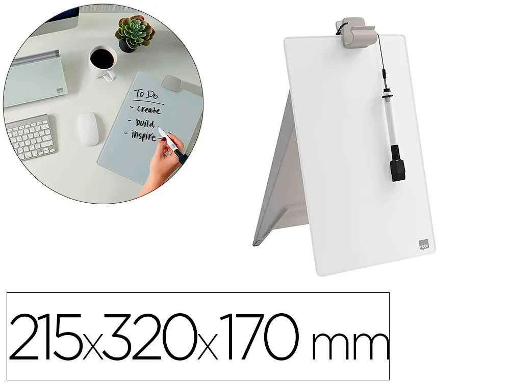 Chevalet bureau bloc notes en verre format A4 215x320x170mm