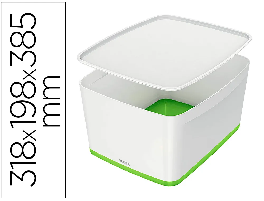 Bac rangement leitz mybox format A4 18l 318x198x385mm blanc vert