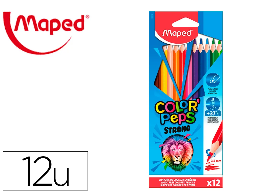 Crayon couleur maped color' peps strong ultra resistant carton de 12 un