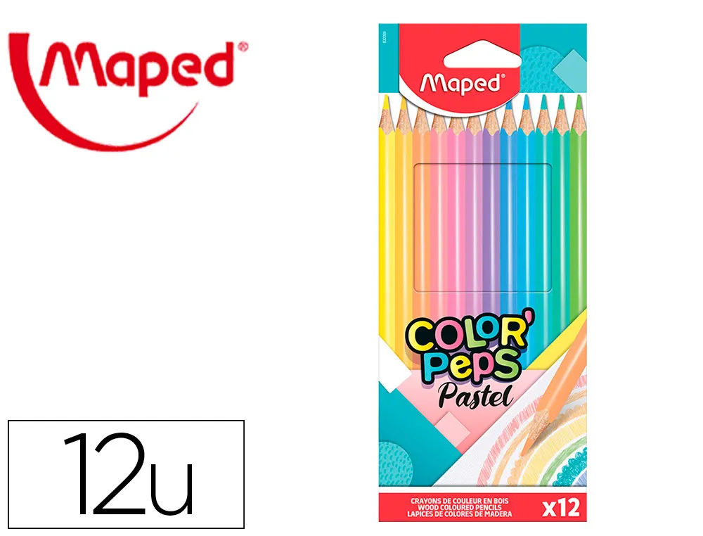 Crayon couleur maped color' peps couleur pastel carton de 12