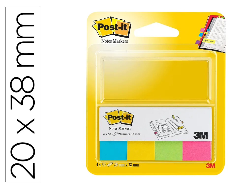 Marque pages post it en papier collection poptimistic 20x38mm 4 blocs de 50 feuilles