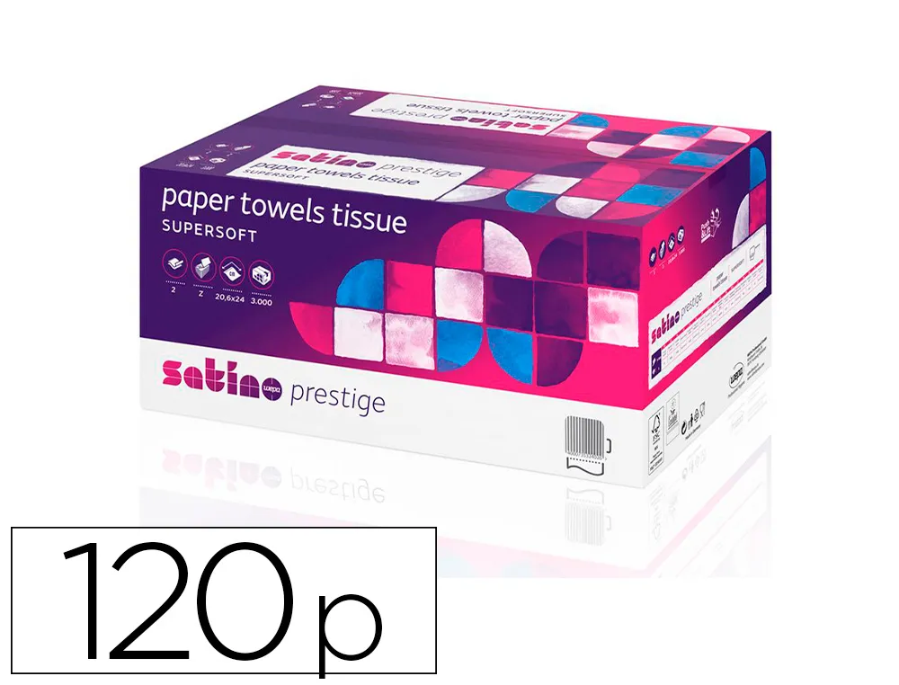 Essuie-mains coldis pure ouate blanche ecolabel 2plis 20,6x32cm 1 paquet de 120 feuilles