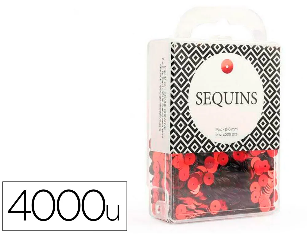 Sequin plat graine creative diam 6 mm boite brochable de 4000u coloris rouge