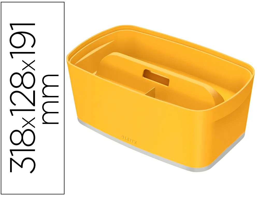Boite de rangement leitz cosy my box petit format avec couvercle + organisateur poignee coloris jaune