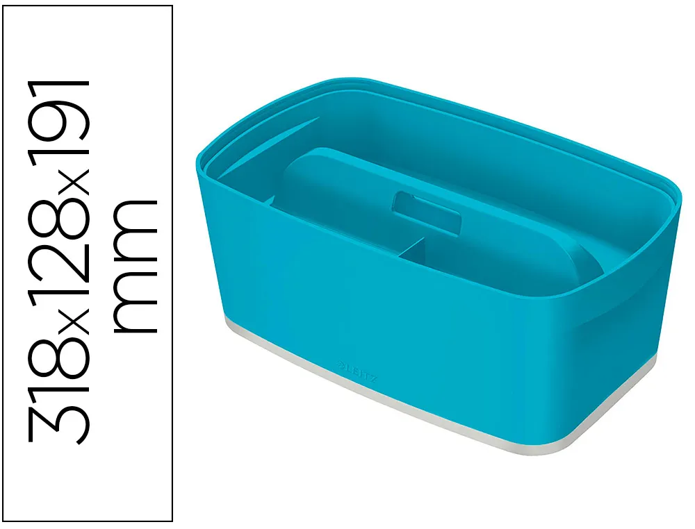 Boite de rangement leitz cosy my box petit format avec couvercle + organisateur poignee coloris bleu
