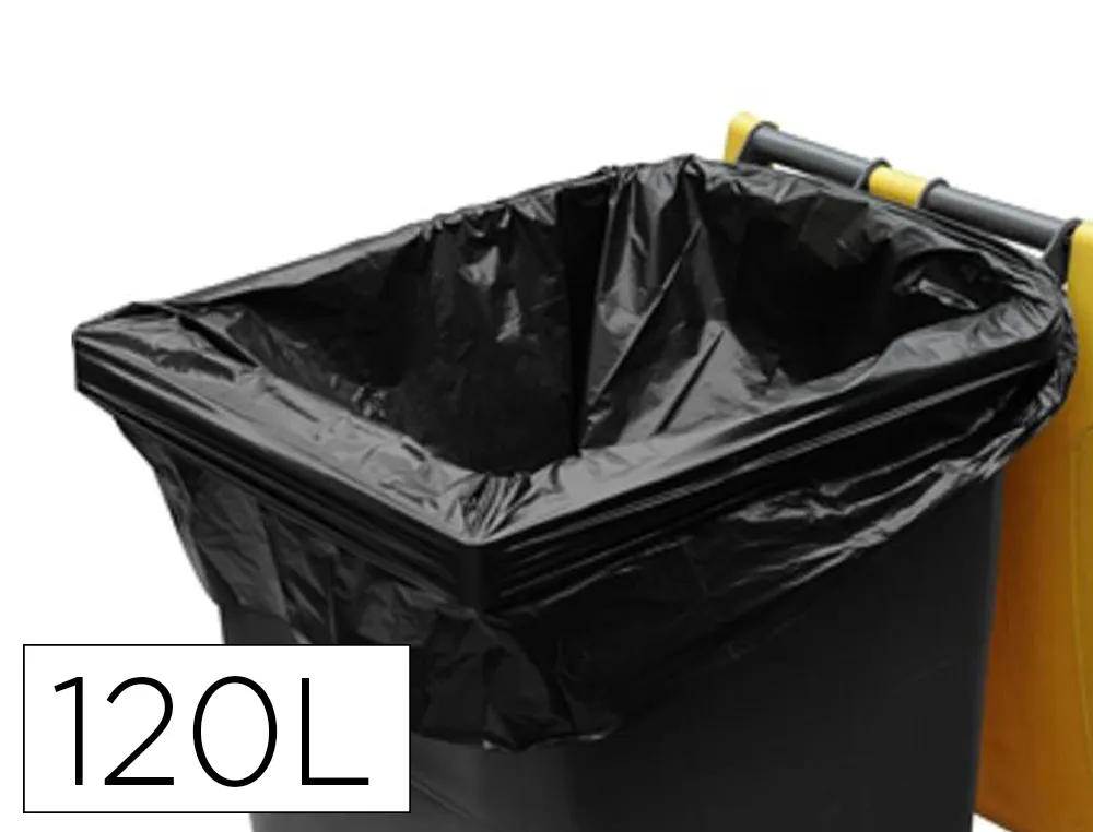 Sac container coldis 120l 25 microns largeur avec soufflet 90cm longueur 125cm coloris noir lot 20 unites