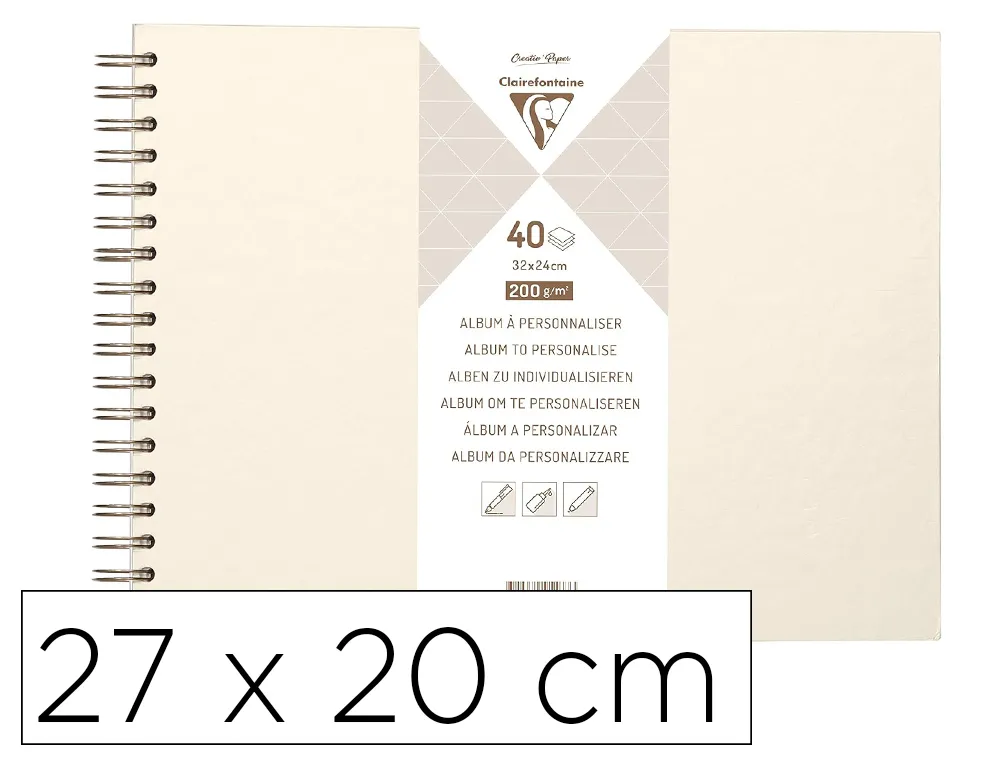 Album a personnaliser clairefontaine couverture rigide reliure integrale bronze 27x20cm 40feuilles 200g ivoire irisee
