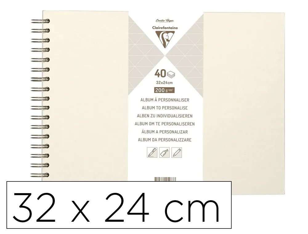 Album a personnaliser clairefontaine couverture rigide reliure integrale bronze 32x24cm 40 feuilles 200g ivoire irisee