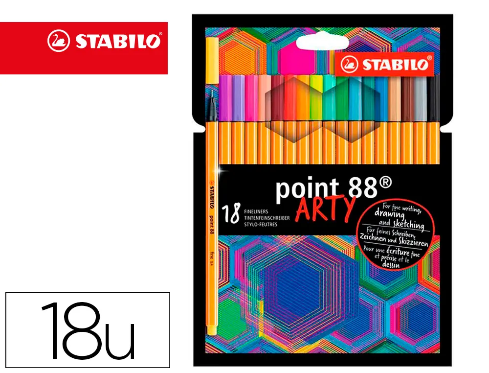Etui carton de 18 stylo-feutres stabilo pointmax coloris intenses