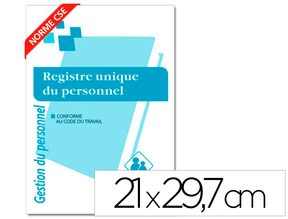Registre unique du personnel (salariés et stagiaires) - format : 21 x 29,7 cm - 76 pages + 4 de couverture