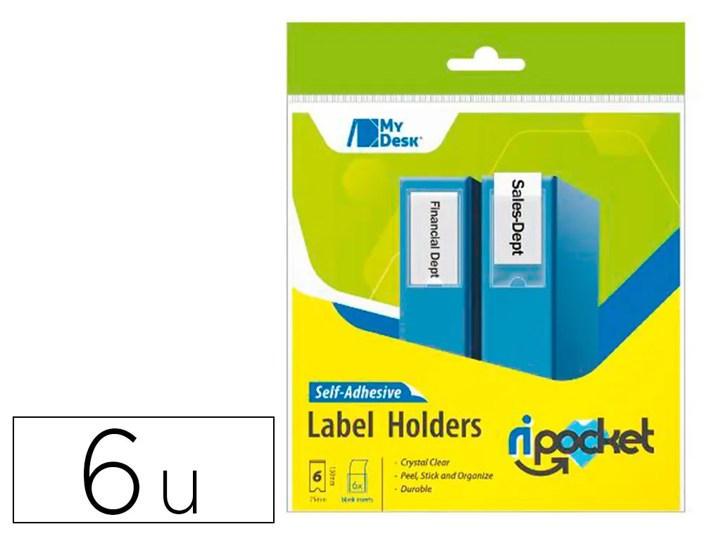 Paquet 6 porte-etiquette riplast adhesive 75x150mm pvc reach