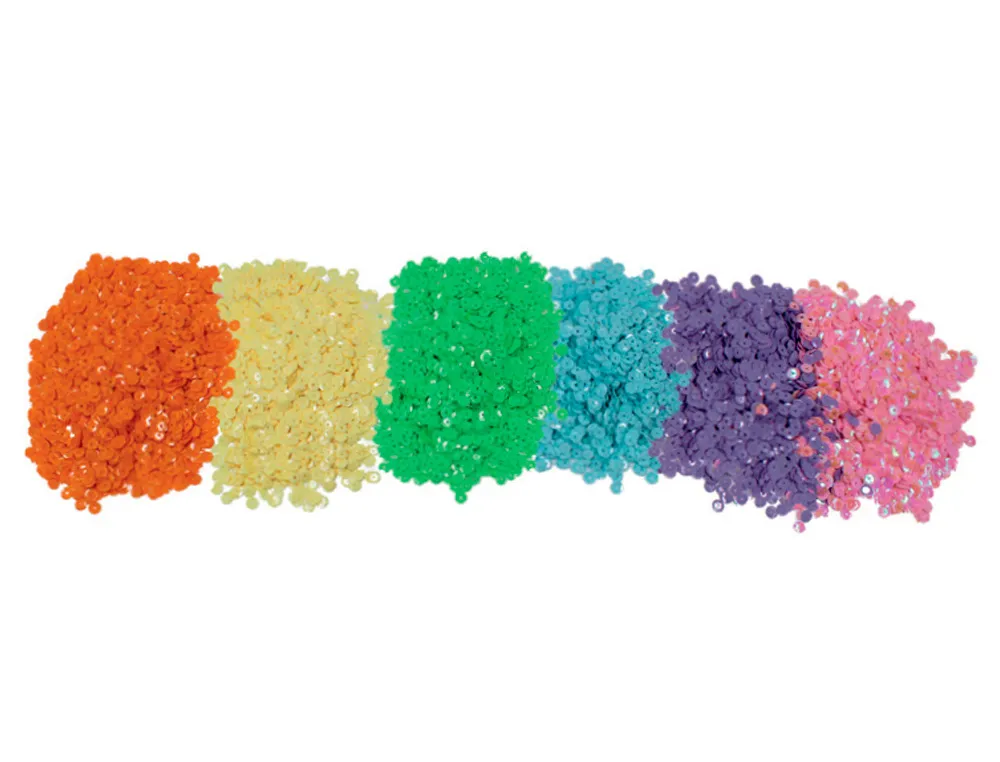Sequins sodertex pastel 180 gr - 6 mm - 6 x 30 gr - 3000 pcs - 6 coloris