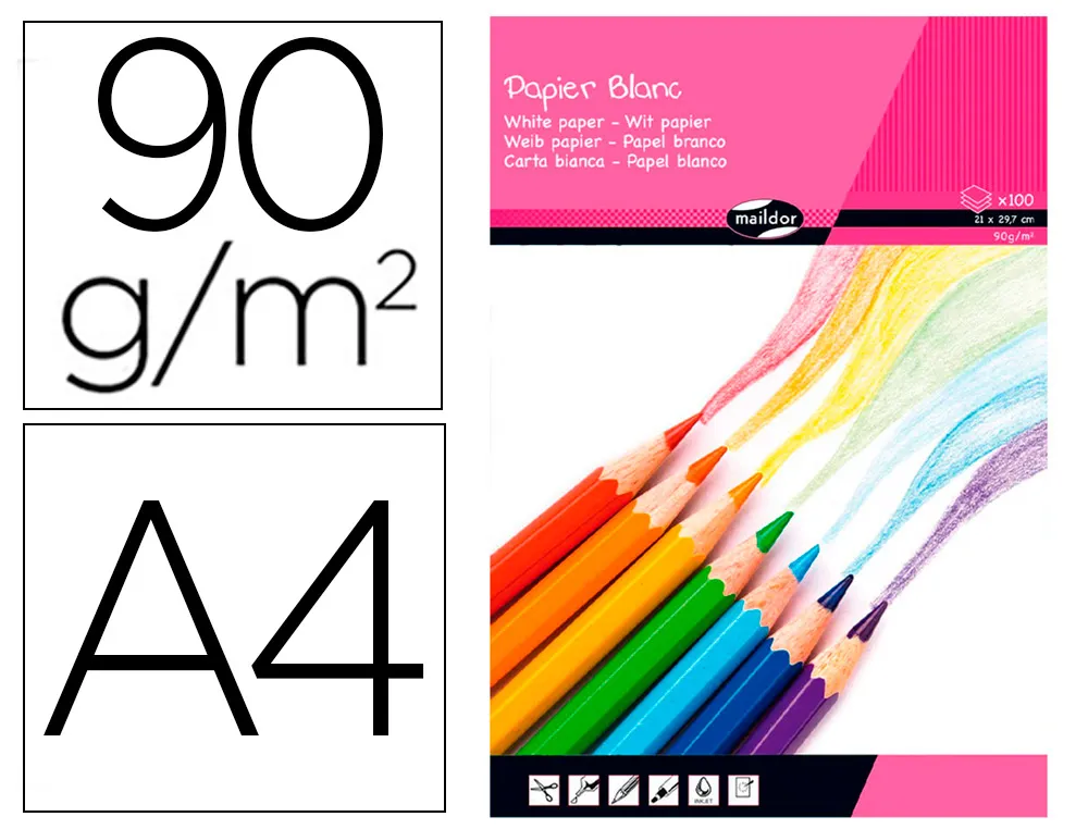 Bloc clairefontaine 1er prix dessin blanc, 90g 100 feuilles A4