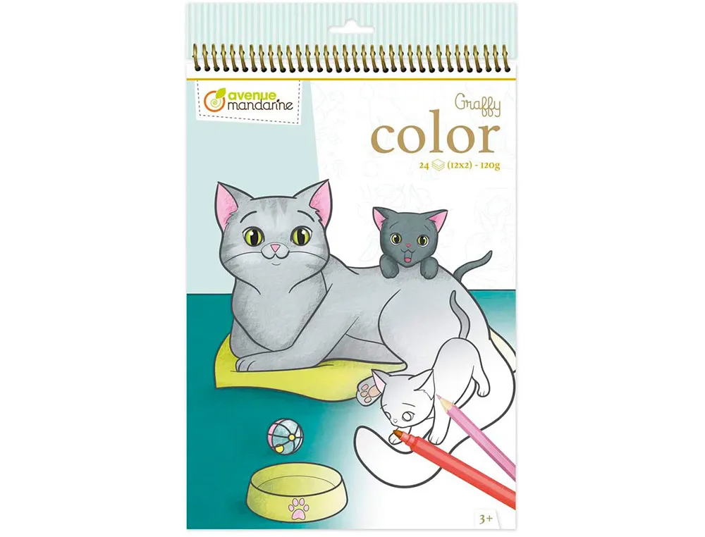 Carnet colorier graffy clairefontaine animaux familiers maman-b b