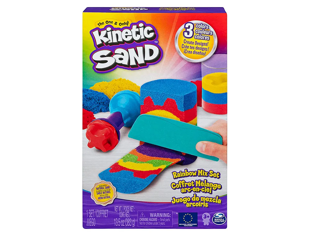 Coffret kinetic sand sable magique modeler tricouleur 6 accessoires