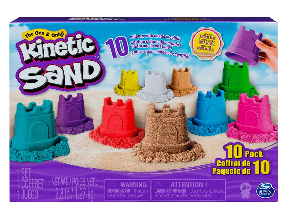 Coffret kinetic sand 10 recharges sous forme de chateau colorées 127gr