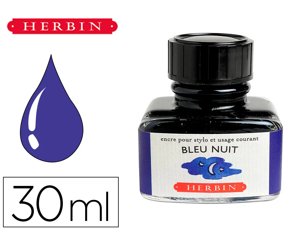 Flacon d'encre j.herbin bleu nuit 30ml