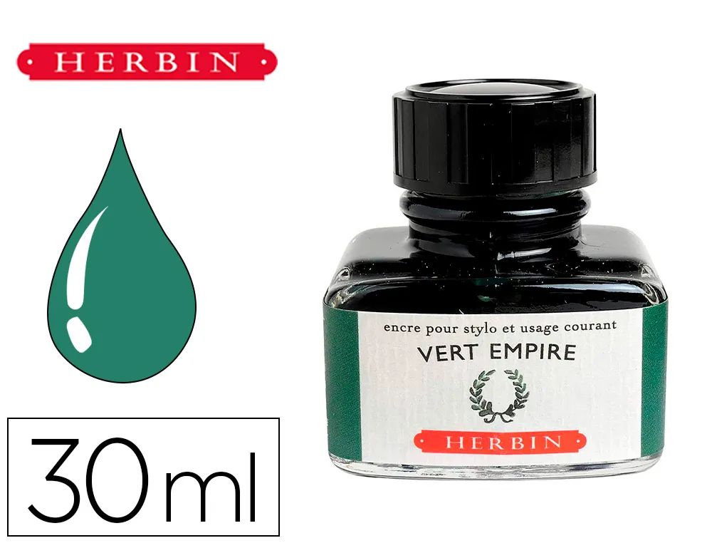 Flacon d'encre j.herbin vert empire 30ml