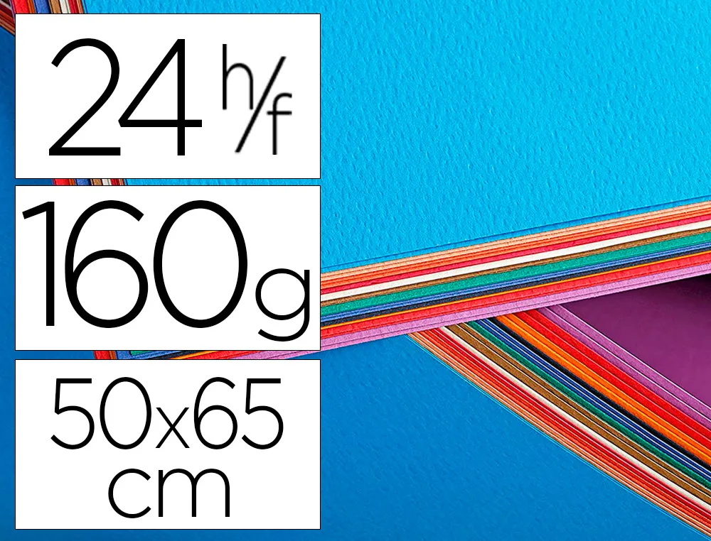 Papier etival assortiment coloris vif 50x65cm 160gr paquet de 24 un