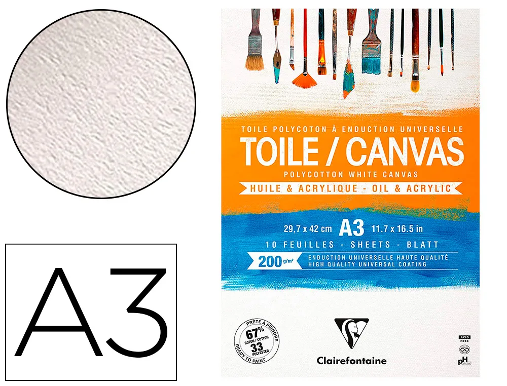 Bloc coll toile peindre cosmos A3 200g 29,7x42cm 10f