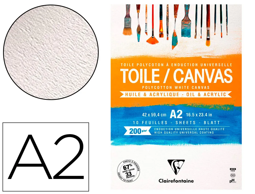 Bloc coll toile peindre cosmos A2 200g 42x59,4cm 10f