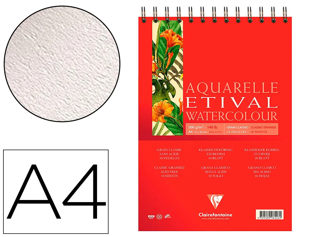 Bloc etival aquarelle clairefontaine A4 10f