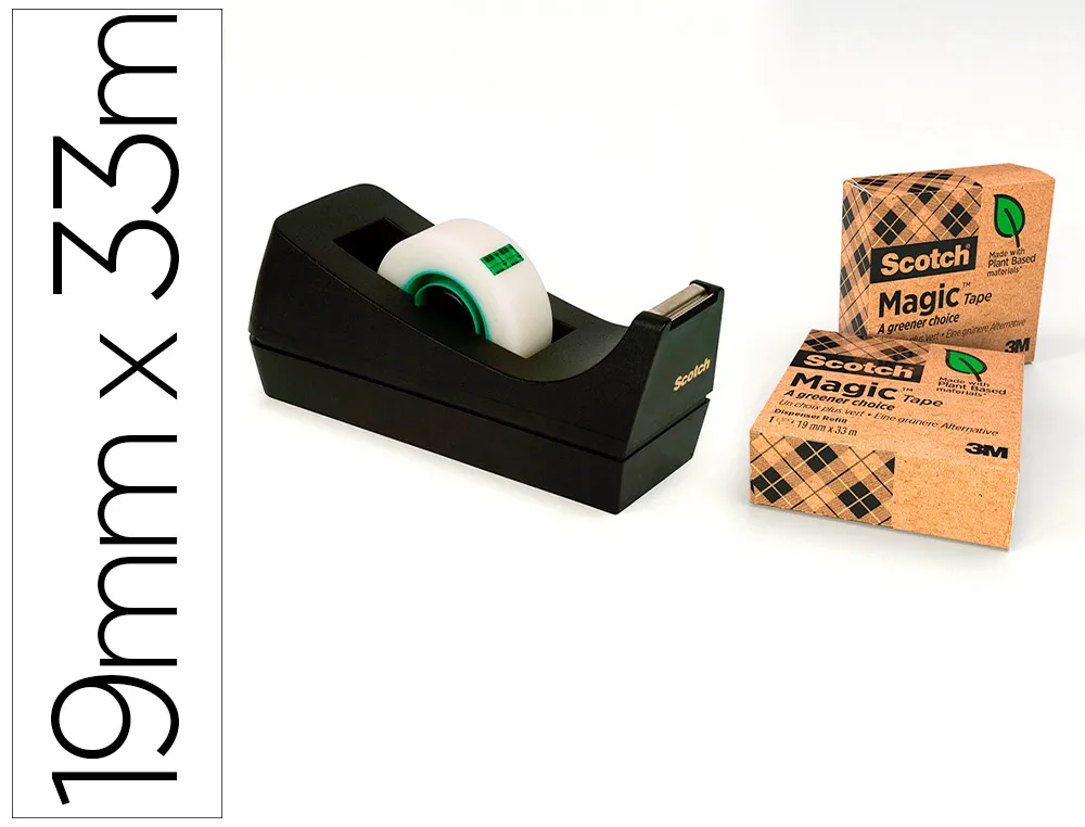 Devidoir scotch c18 noir + rouleau scoth magic tape 19mmx33m