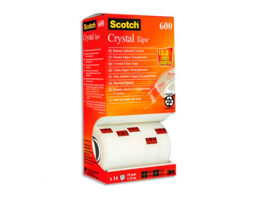 SCOTCH Tour de 14 rouleaux de ruban adhésif Crystal 19 mm x 33 m