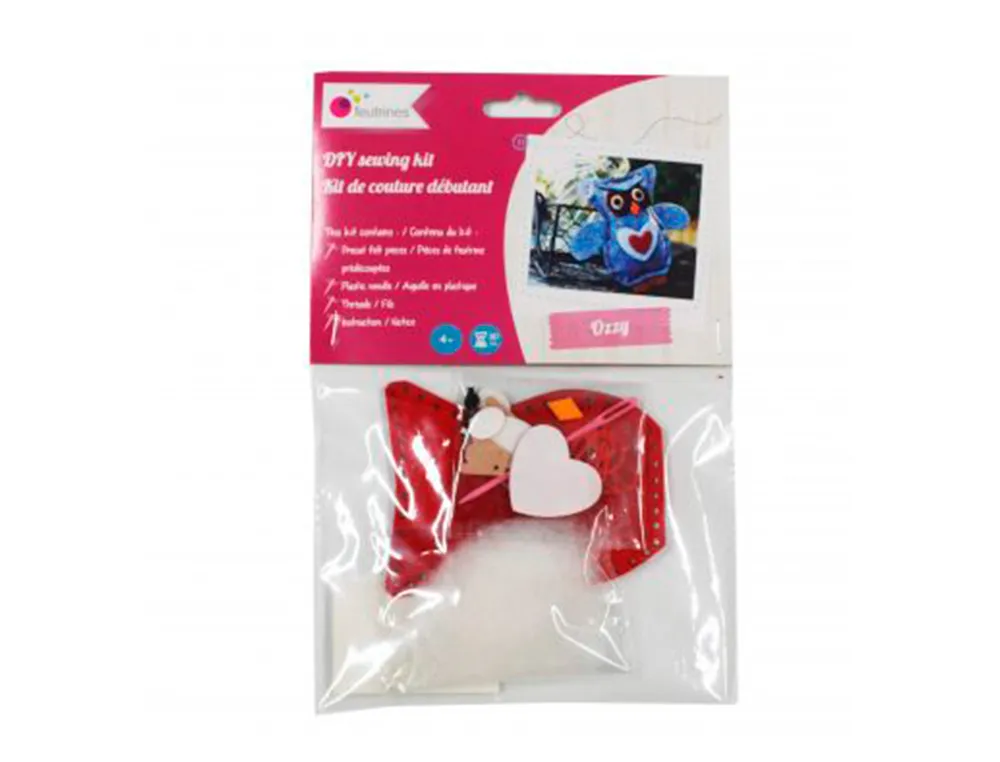 Kit feutrine sodertex hibou ozzy a fabriquer 1 sachet individuelle 2mm rouge