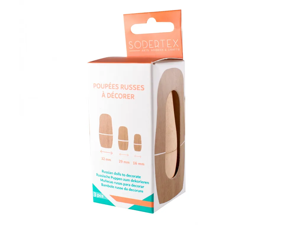 Jeu de poupees russes sodertex en bois 3 pieces 80x60x40mm 1 coloris