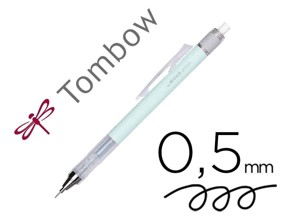 Porte-mines tombow monograph 0,5mm rechargeable gomme telescopique interchangeable coloris corps vert menthe