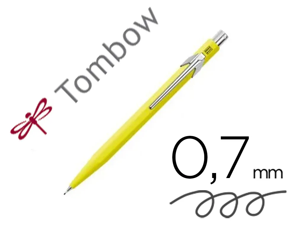 Porte-mines tombow monograph 0,7mm rechargeable gomme telescopique interchangeable coloris corps jaune fluo