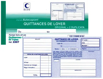 Manifold elve quittances loyer 105x210mm 50 feuilles tripli