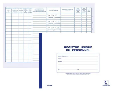 Registre unique du personnel elve A4 210x297mm papier lisse épais 52 pages imprimées recto verso