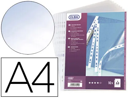 Pochette oxford pvc cristal lisse perforée A4 210x297mm 10/100e sachet 10 unités