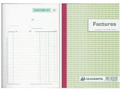 Manifold autocopiant exacompta factures A4 210x297mm foliotage 50 duplis