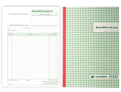 Manifold autocopiant exacompta devis offre de prix A4 210x297mm foliotage 50 triplis