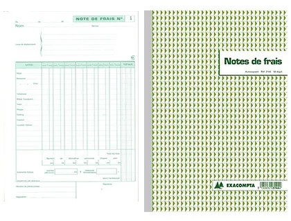 Manifold autocopiant exacompta notes de frais A4 210x297mm foliotage 50 duplis