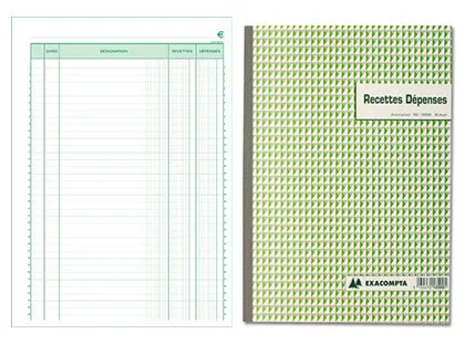 Manifold autocopiant exacompta recettes dépenses A4 210x297mm foliotage 50 duplis