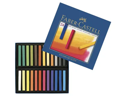 Pastel tendre faber-castell goldfaber studio carré 66mm coloris brillant intense bonne résistance lumière boîte 24u