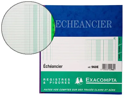 Manifold Exacompta 960E ECHEANCIER piqué 190x210mm 80 pages échéancier