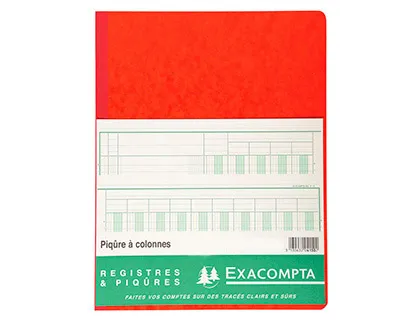 Registre piqure exacompta colonnes 250x320mm 33 lignes 7 colonnes/page 80 pages