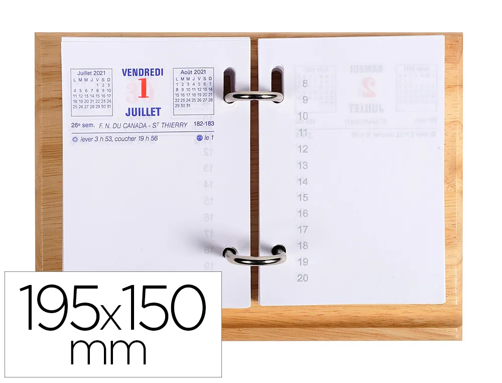 Socle jpc bois vernis pour blocs éphémérides support crayon 195x150mm