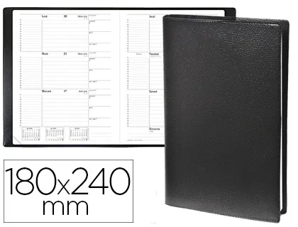 Agenda quo vadis principal scolaire semainier 180x240mm impala coloris noir ébène