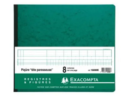 Registre piqure exacompta colonnes 320x270mm 31 lignes 8 colonnes/page 80 pages