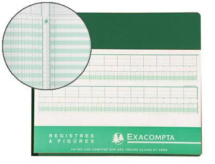 Manifold comptable exacompta piqué tête paresseuse 270x320mm horizontal 28 lignes 80 pages 11 colonnes/page