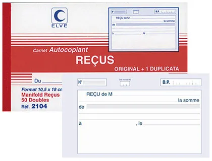 Manifold elve autocopiant 180x105mm foliotage 50 duplis reçus