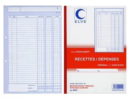 Manifold elve autocopiant A4 210x297mm foliotage 50 duplis livraisons recettes dépenses